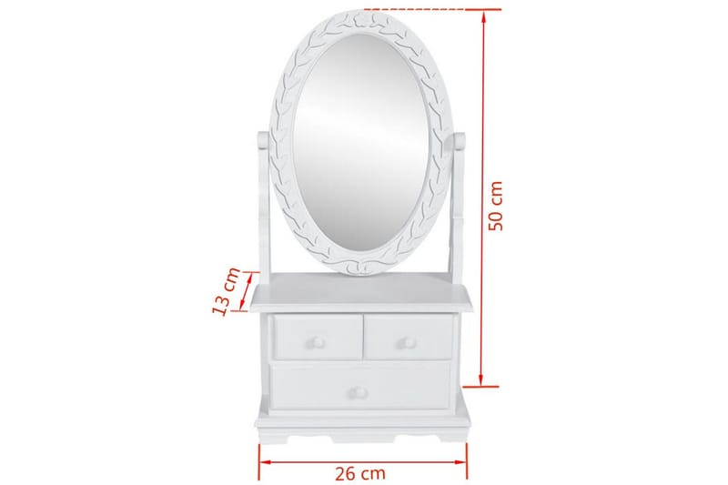 Bordsspegel med justerbar oval spegel MDF - Vit - Inredning - Speglar - Bordsspegel