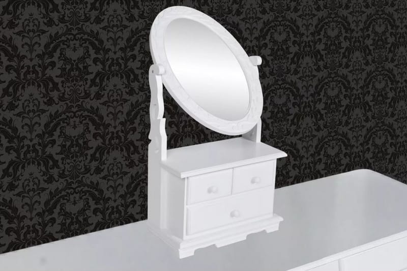 Bordsspegel med justerbar oval spegel MDF - Vit - Inredning - Speglar - Bordsspegel