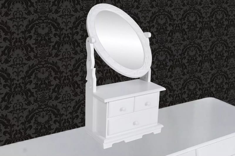 Bordsspegel med justerbar oval spegel MDF - Vit - Bordsspegel