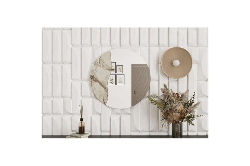 Buhem Vägghängd Spegel Rund 60 cm - Beige - Inredning - Speglar - Väggspegel