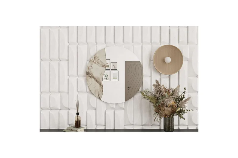 Buhem Vägghängd Spegel Rund 60 cm - Beige - Inredning - Speglar - Väggspegel