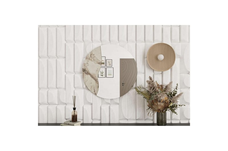 Buhem Vägghängd Spegel Rund 60 cm - Beige - Inredning - Speglar - Väggspegel