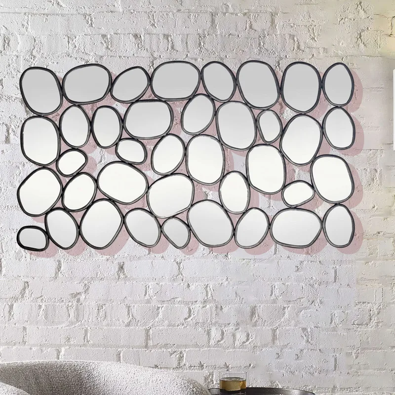 Corano Väggspegel 56x99 cm Organisk Asymmetrisk - Svart och silverfärgad - Inredning - Speglar - Väggspegel