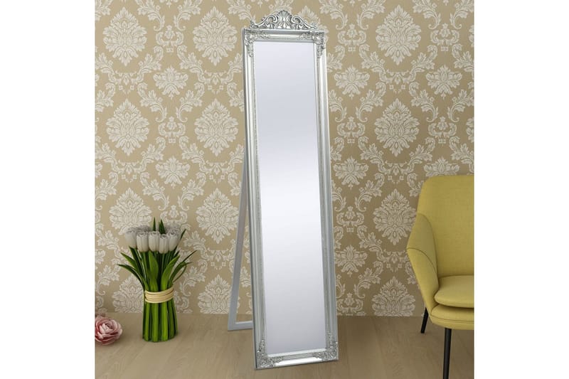 Fristående spegel i barockstil 160x40 cm silver - Silver - Golvspegel - Helkroppsspegel