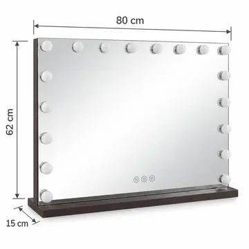 Glow Stor sminkspegel 80 cm med belysning lampor - Hollywood spegel med USB-charging - Brun - Inredning - Speglar - Spegel med belysning