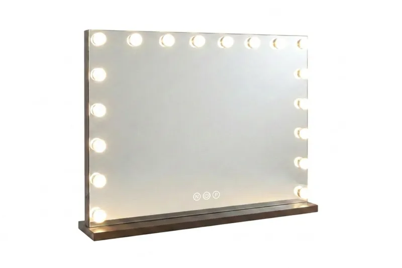 Glow Stor sminkspegel 80 cm med belysning lampor - Hollywood spegel med USB-charging - Brun - Inredning - Speglar - Spegel med belysning
