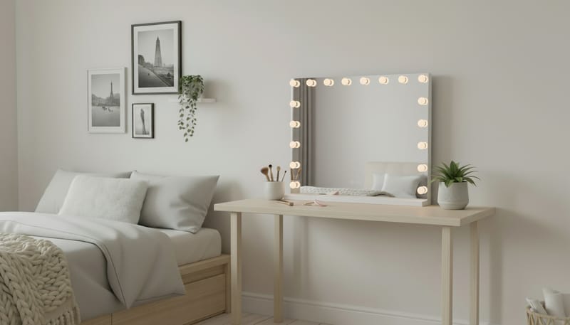 Glow Stor sminkspegel 80 cm med belysning lampor - Hollywood spegel med USB-charging - Vit - Inredning - Speglar - Sminkspegel