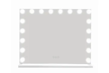 Glow Stor sminkspegel 80 cm med belysning lampor - Hollywood spegel med USB-laddning - Vit - Inredning - Speglar - Spegel med belysning