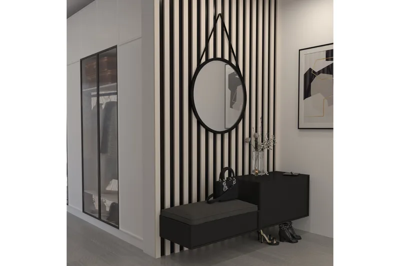 Grace Vägghängd Spegel 60 cm, Svart