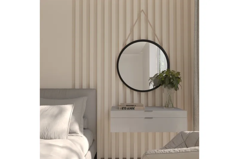 Grace Vägghängd Spegel Rund 60 cm, Svart