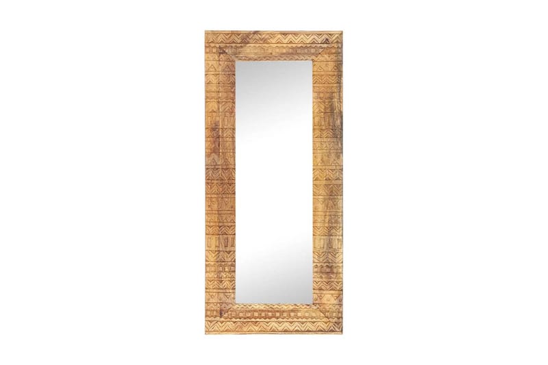 Handsnidad spegel 110x50x11 cm massivt mangoträ - Brun - Väggspegel - Hallspegel