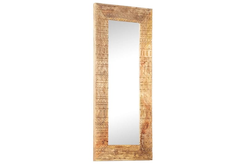 Handsnidad spegel 110x50x11 cm massivt mangoträ - Brun - Väggspegel - Hallspegel