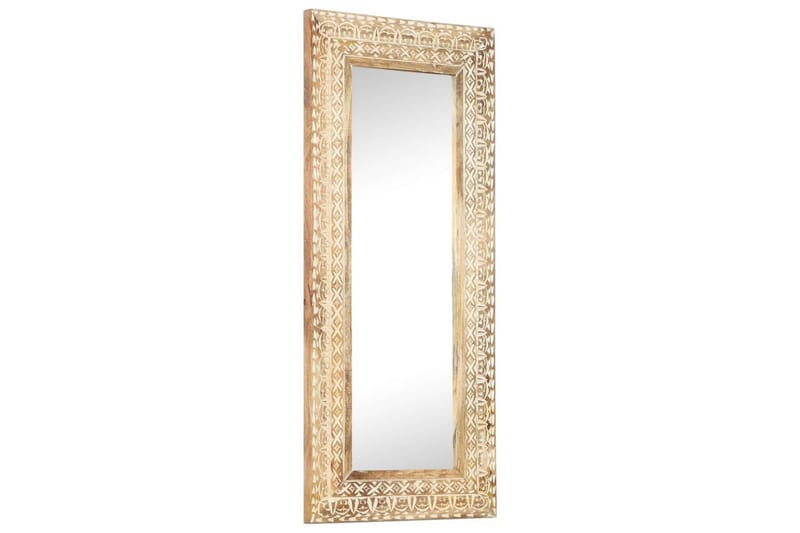 Handsnidad spegel 110x50x2,6 cm massivt mangoträ - Brun - Väggspegel - Hallspegel
