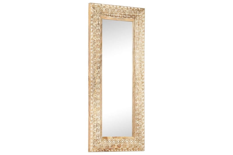 Handsnidad spegel 110x50x2,6 cm massivt mangoträ - Brun - Väggspegel - Hallspegel