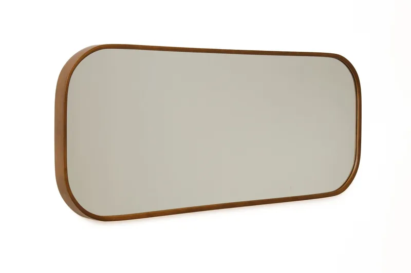 Lenvor Dekorativ spegel 103x42x4 cm - Vit ram med valnötsfärgade accenter - Inredning - Speglar - Väggspegel