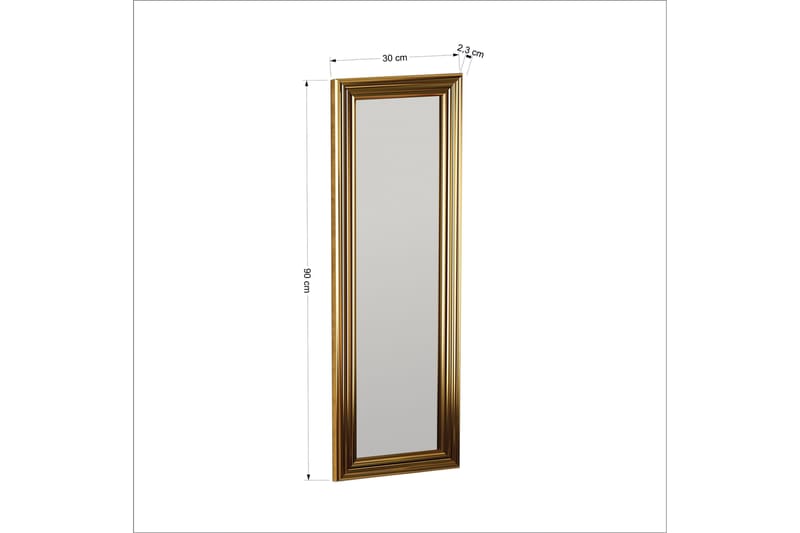 Ovea Spegel 30 cm Rektangulär - Guld - Väggspegel - Hallspegel
