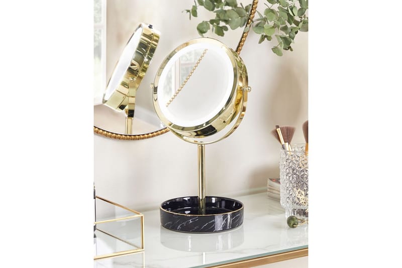 Sminkspegel Savoie Guld/Svart - Guld/Svart - Inredning - Speglar - Spegel med belysning