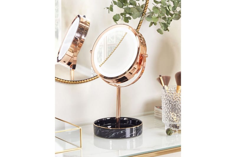 Sminkspegel Savoie Rose guld/svart - Rose guld/svart - Inredning - Speglar - Spegel med belysning