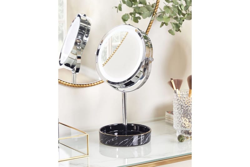Sminkspegel Savoie Silver/Svart - Silver/Svart - Inredning - Speglar - Spegel med belysning
