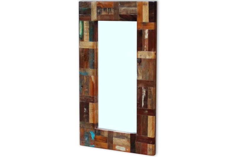 Spegel massivt återvunnet trä 80x50 cm - Flerfärgad - Väggspegel - Hallspegel
