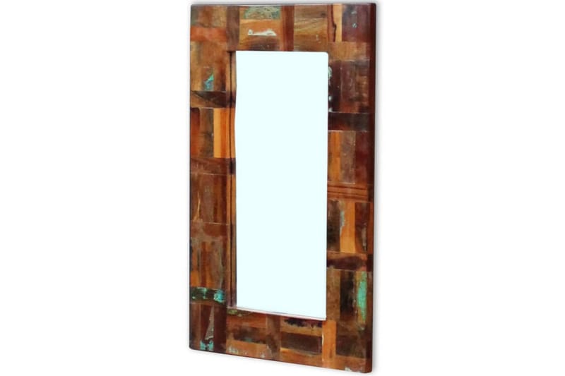 Spegel massivt återvunnet trä 80x50 cm - Flerfärgad - Väggspegel - Hallspegel