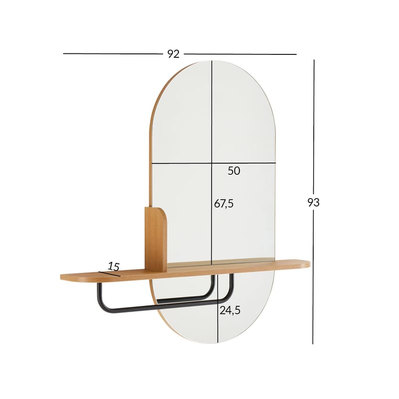 Spegel med hylla Aalborg 92x15x93 cm ek - brun - Inredning - Speglar - Väggspegel