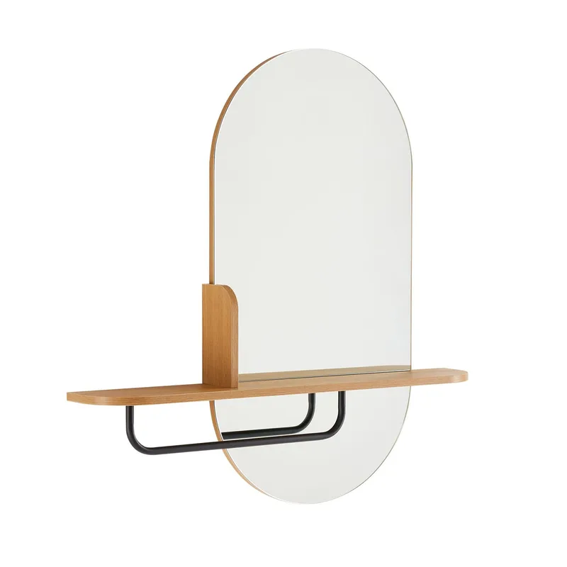 Spegel med hylla Aalborg 92x15x93 cm ek, brun