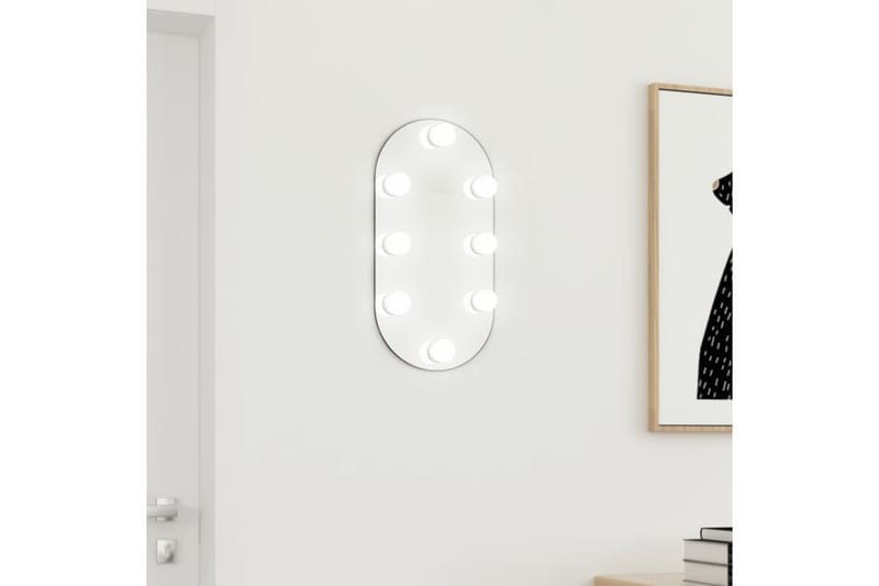 Spegel med LED-lampor 40x20 cm glas oval - Silver - Väggspegel - Hallspegel