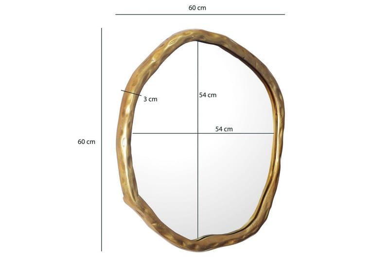 Spegel Wohnling Asymmetrisk metallram rund 60 cm - Inredning - Speglar - Väggspegel
