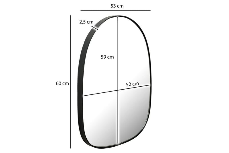 Spegel Wohnling Asymmetrisk tjock metallram oval 60 cm - Inredning - Speglar - Väggspegel