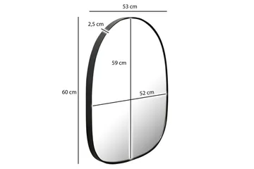 Spegel Wohnling Asymmetrisk tjock metallram oval 60 cm - Inredning - Speglar - Väggspegel