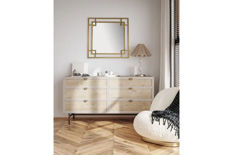 Spegel Wohnling Fyrkantig Geometrisk 60 cm Metallram Modern - Inredning - Speglar - Väggspegel