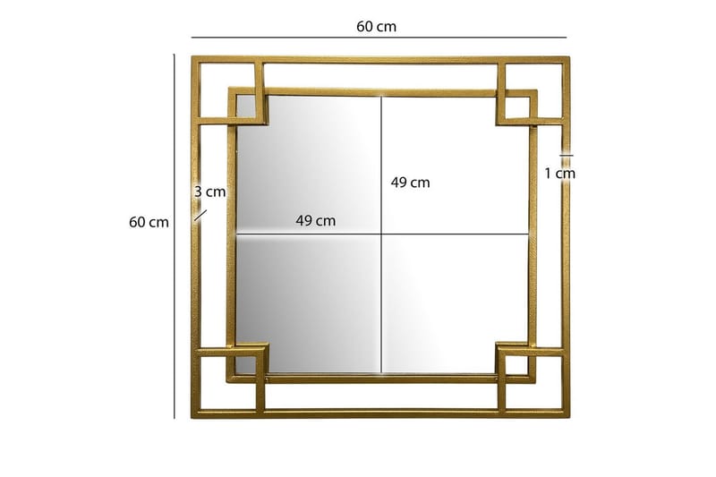 Spegel Wohnling Fyrkantig Geometrisk 60 cm Metallram Modern - Inredning - Speglar - Väggspegel