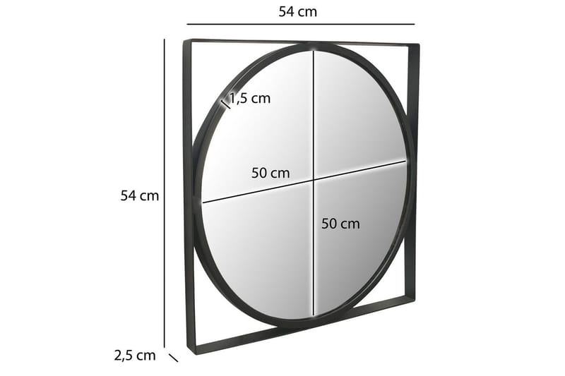 Spegel Wohnling Fyrkantig Ram Rund 54 cm Modern - Inredning - Speglar - Väggspegel