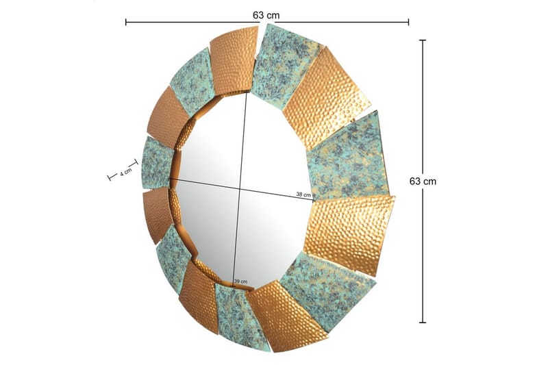 Spegel Wohnling Tvåfärgad guldpatina rund 63 cm modern - Inredning - Speglar - Väggspegel