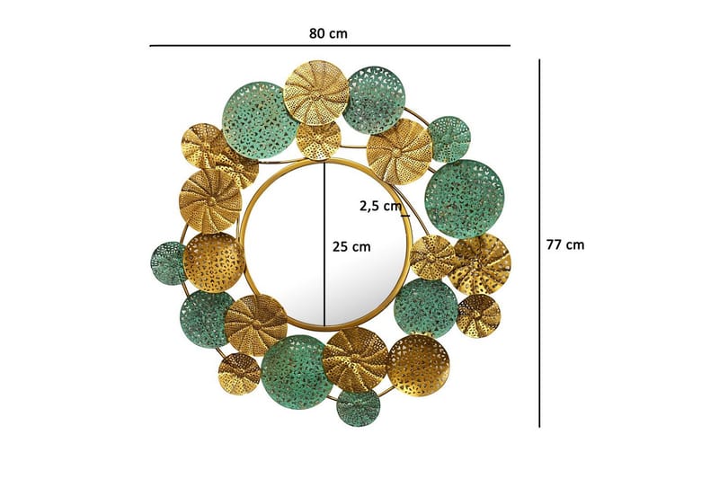 Spegel Wohnling Tvåfärgad guldpatina rund 80 cm modern - Inredning - Speglar - Väggspegel