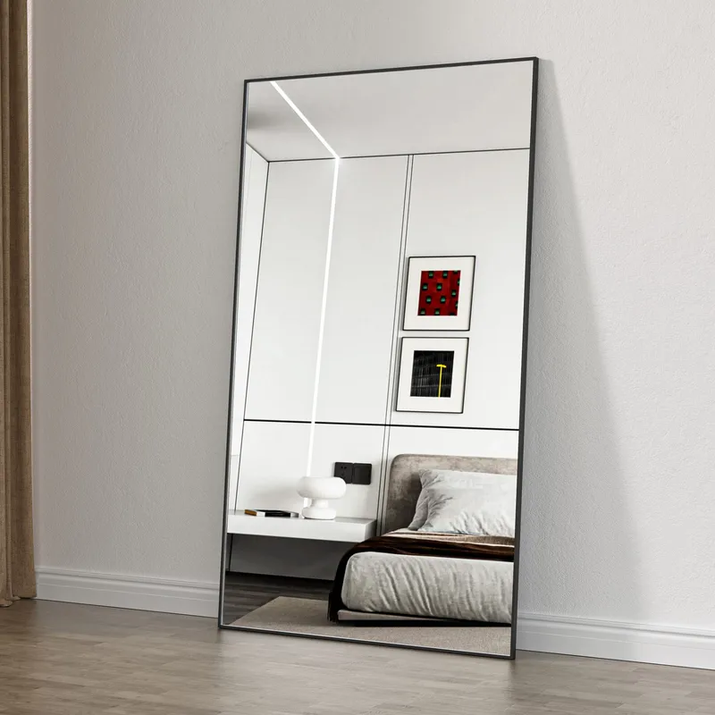 Stor helkroppsspegel 110x210cm | Svart aluminiumram | BLANCHE, undefined