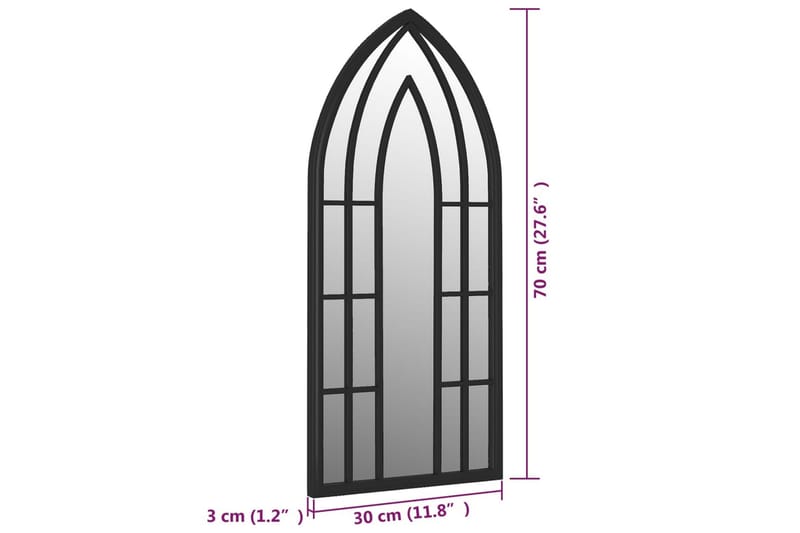 Trädgårdsspegel svart 70x30 cm järn för utomhusbruk - Svart - Väggspegel - Hallspegel