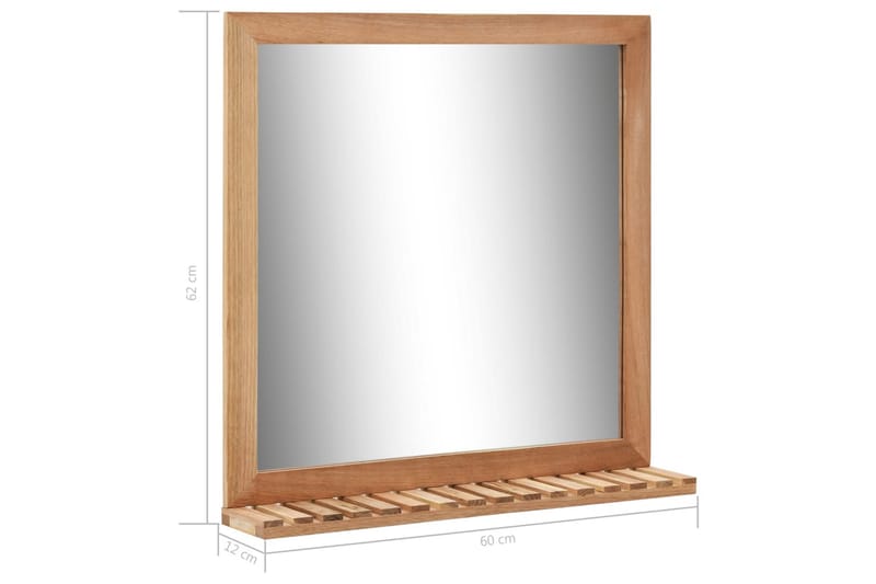 Badrumsspegel 60x12x62 cm massivt valnötsträ - Brun - Inredning - Speglar - Väggspegel
