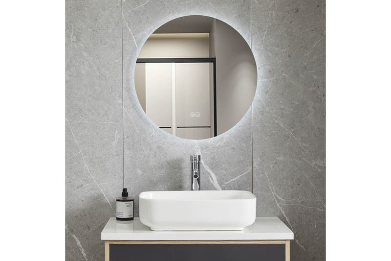 Badrumsspegel Rund 80 cm med LED-belysning och anti-fog, Lyfco