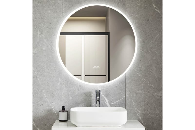 Badrumsspegel Rund 80 cm med LED-belysning och anti-fog, Lyfco
