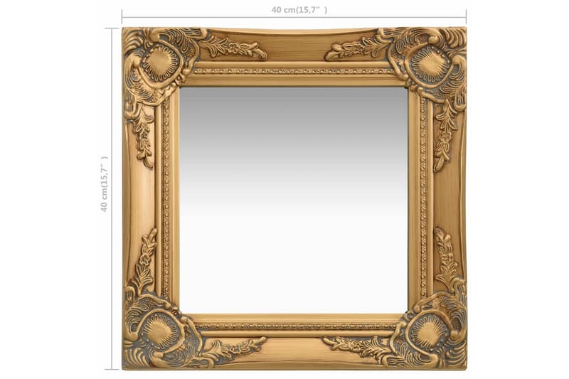 Väggspegel barockstil 40x40 cm guld - Guld - Väggspegel - Hallspegel