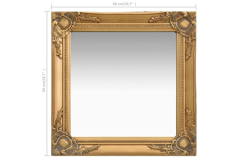Väggspegel barockstil 50x50 cm guld - Guld - Väggspegel - Hallspegel
