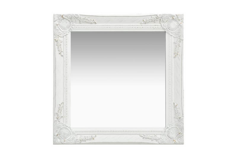 Väggspegel barockstil 50x50 cm vit - Vit - Väggspegel - Hallspegel