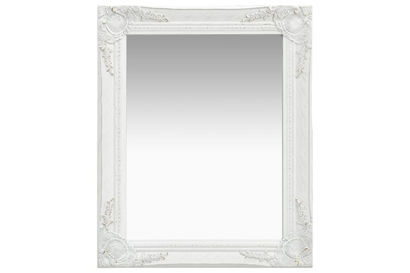 Väggspegel barockstil 50x60 cm vit - Vit - Väggspegel - Hallspegel