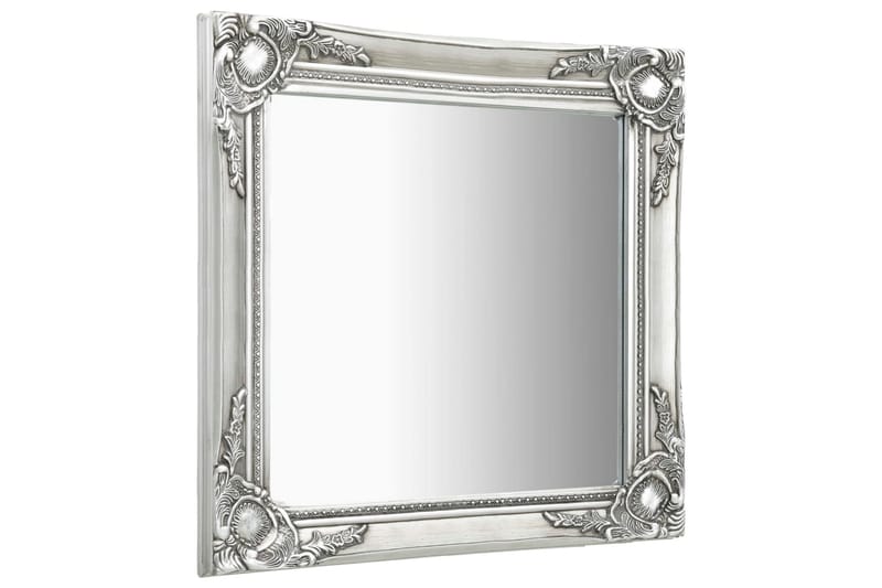 Väggspegel barockstil 60x60 cm silver - Silver - Väggspegel - Hallspegel