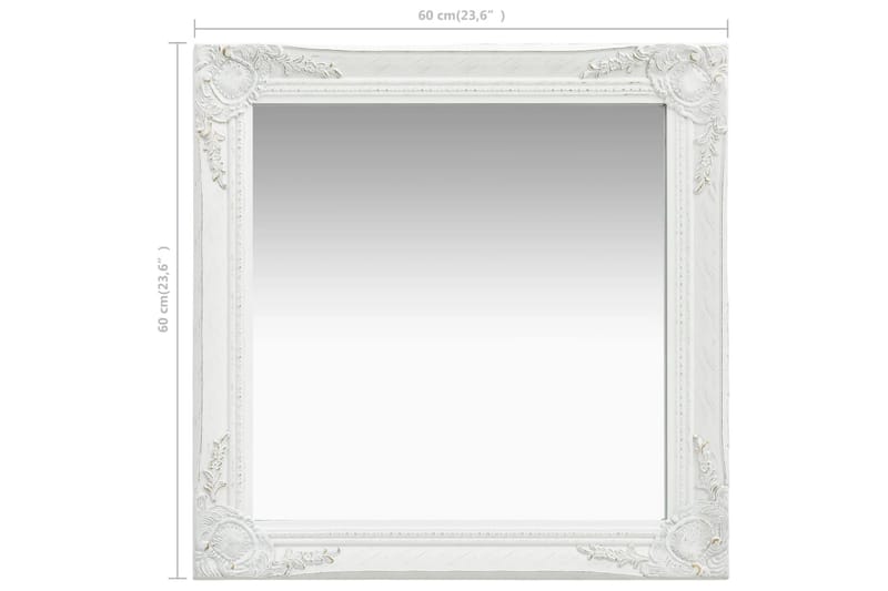 Väggspegel barockstil 60x60 cm vit - Vit - Väggspegel - Hallspegel