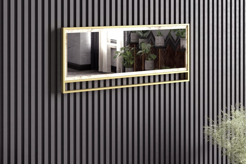 Bascle Spegel 90 cm - Guld|Vit - Väggspegel - Hallspegel