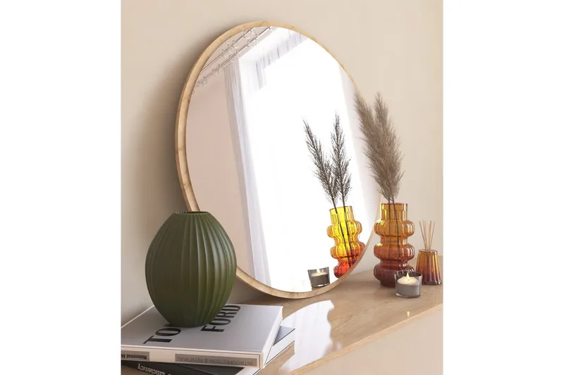 Buhem Spegel 60 cm Rund - Trä/Natur - Inredning - Speglar - Väggspegel