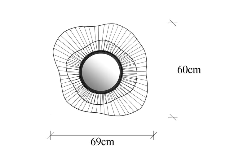 Euro Flora Spegel - Svart - Väggspegel - Hallspegel